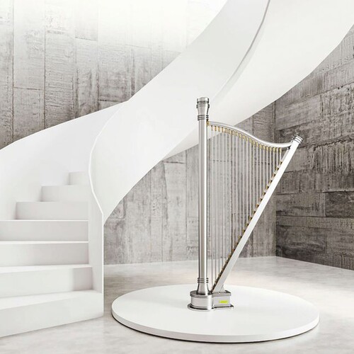 Casa Padrino Luxus Heizung in Harfenform Silber / Gold H. 200 cm - Freistehend