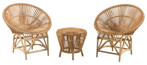 Casa Padrino Luxus Bambus Gartenm�bel Set Naturfarben - 2 Bambus Garten St�hle & 1 Bambus Garten Tisch - Garten M�bel - Bambus M�bel - Luxus M�bel