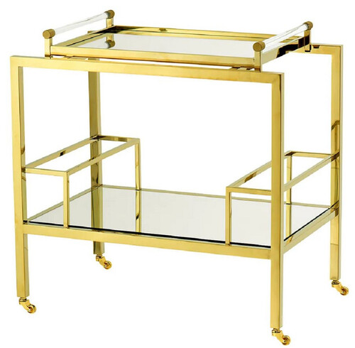 Casa Padrino Luxus Trolley Gold 72 x 47 x H. 72 cm - Edelstahl Servierwagen - Hotel & Restaurant Accessoires - Luxus Qualit�t