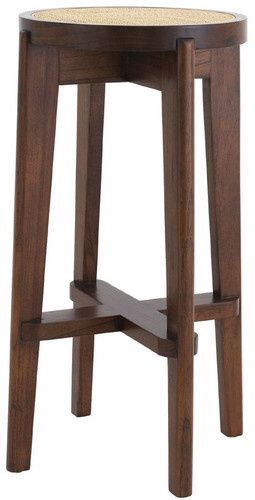 Casa Padrino Luxus Barhocker Braun / Naturfarben  44 x H. 76,5 cm - Runder Massivholz Barstuhl - Bar M�bel