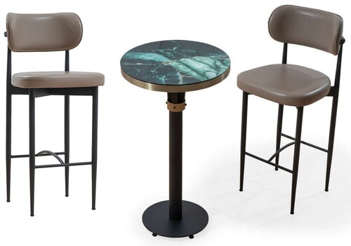 Casa Padrino Luxus Barm�bel Set Grau / Schwarz - 1 Bartisch & 2 Barst�hle