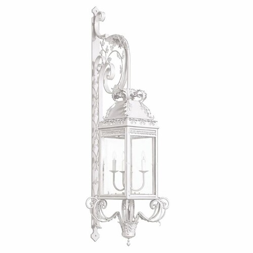 Casa Padrino Luxus Barock Au�enwandleuchte Wei� H. 150 cm - Barock Au�enbeleuchtung