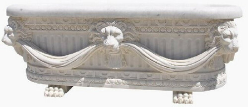 Casa Padrino Luxus Barock Badewanne L�wenkopf Wei� 180 cm - Freistehende Marmor Badewanne - Bad Accessoires - Edel & Prunkvoll