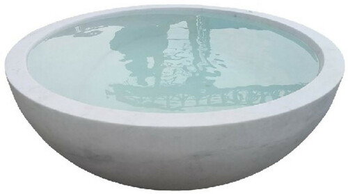 Casa Padrino Luxus Badewanne Wei�  150 x H. 60 cm - Runde Freistehende Marmor Badewanne - Luxus Marmor Badezimmer Accessoires