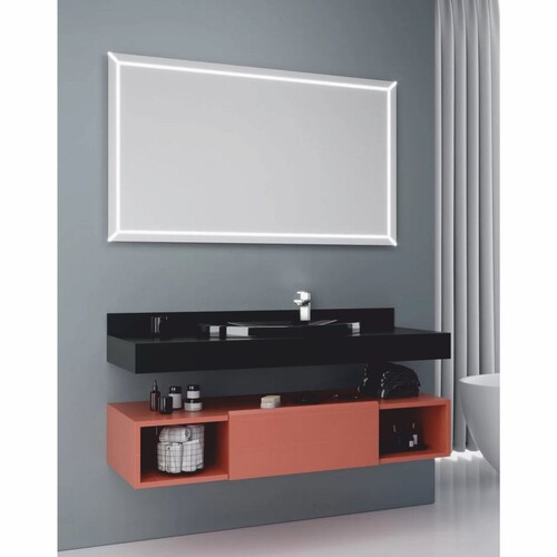 Casa Padrino Luxus Badezimmer Set Matt Schwarz / Matt Rosa 120 cm - Badezimmer M�bel