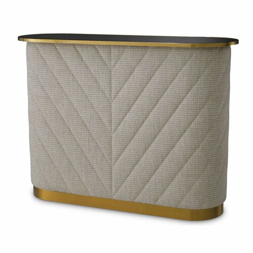 Casa Padrino Luxus Bar Theke mit Glasplatte Cremewei� / Schwarz / Messing 140 cm - Bar M�bel