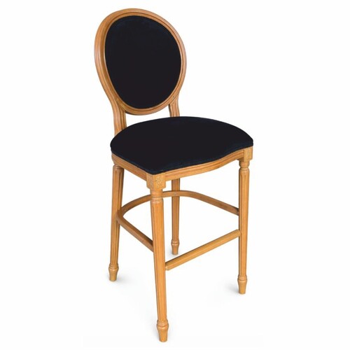 Casa Padrino Luxus Barock Barstuhl Schwarz / Naturfarben H. 127 cm - Barock Bar M�bel