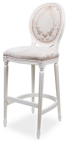 Casa Padrino Luxus Barock Barstuhl Rosa / Wei - Barockstil Barhocker mit elegantem Muster - Luxus Bar Mbel im Barockstil - Edel & Prunkvoll