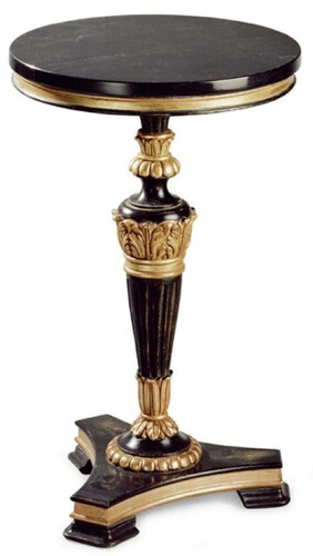 Casa Padrino Luxus Barock Beistelltisch Antik Schwarz / Antik Gold / Schwarz - Prunkvoller Massivholz Tisch mit Marmorplatte - Luxus M�bel im Barockstil - Luxus Qualit�t - Made in Italy