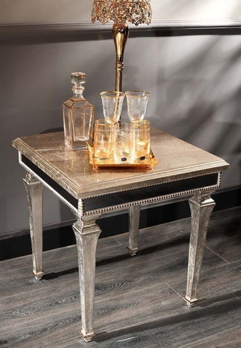 Casa Padrino Luxus Barock Beistelltisch Antik Silber 62 x 62 x H. 60 cm - Edler Massivholz Tisch mit Spiegelglas - Luxus Qualit�t