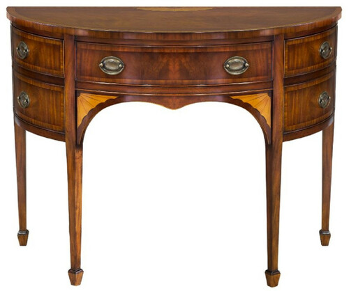 Casa Padrino Luxus Jugendstil Kommode Dunkelbraun / Hellbraun 115 x 59 x H. 86 cm - Halbrunde Mahagoni Kommode mit Schublade und 2 T�ren - Jugendstil M�bel