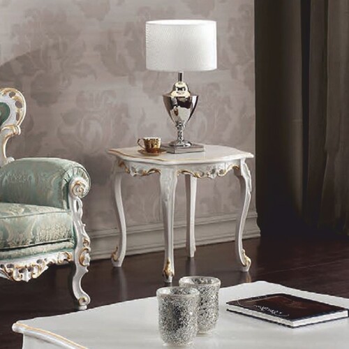Casa Padrino Luxus Barock Beistelltisch Wei� / Gold H. 59 cm - Made in Italy