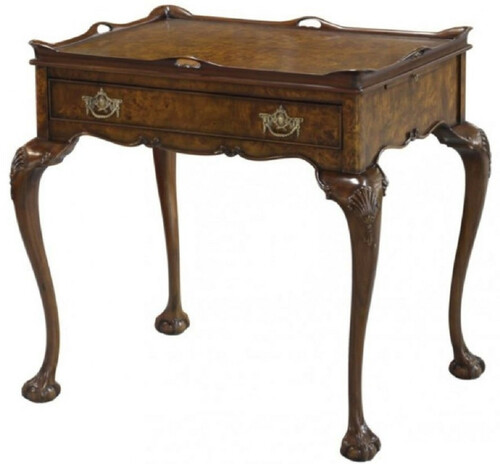 Casa Padrino Luxus Jugendstil Beistelltisch mit Schublade und abnehmbarem Tablett Braun 78 x 57 x H. 78 cm - Eleganter Teetisch - Barock & Jugendstil Wohnzimmer M�bel - Luxus Qualit�t