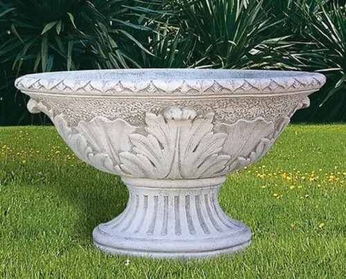 Casa Padrino Luxus Barock Blumentopf Grau  100 x H. 60 cm - Runder Barockstil Pflanzentopf aus hochwertigem Carrara Marmorkies - Barock Garten Deko - Luxus Qualit�t - Made in Italy