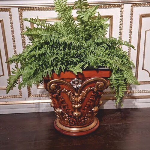 Casa Padrino Luxus Barock Blumentopf Braun / Gold / Silber H. 45 cm - Made in Italy