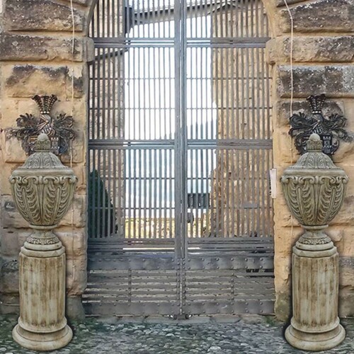 Casa Padrino Luxus Barock Amphoren Set mit S�ulen Antik Braun H. 180 cm - Made in Italy