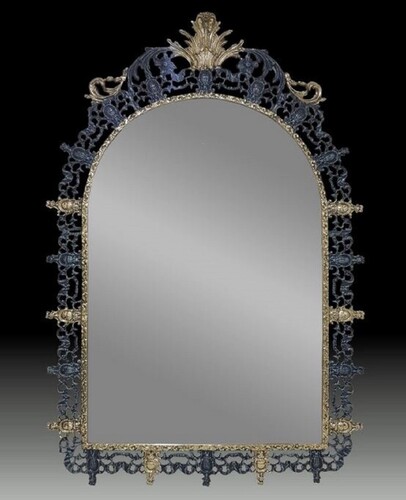 Casa Padrino Luxus Barock Bronze Spiegel Blau / Gold H. 123 cm - Barock Mbel