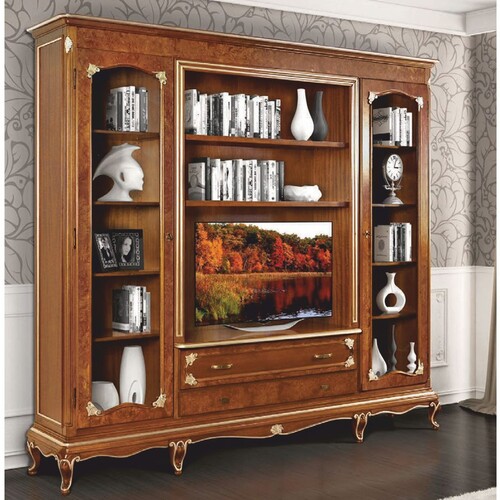 Casa Padrino Luxus Barock B�cherschrank Braun / Gold 250 x H. 227 cm - Made in Italy