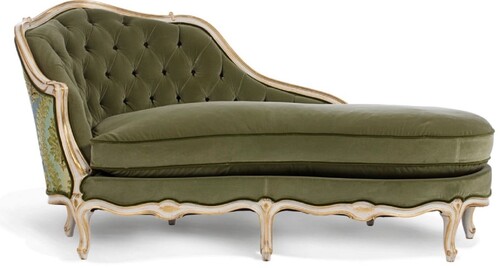 Casa Padrino Luxus Barock Chaiselongue Gr�n / Wei� / Gold 166 cm - Made in Italy