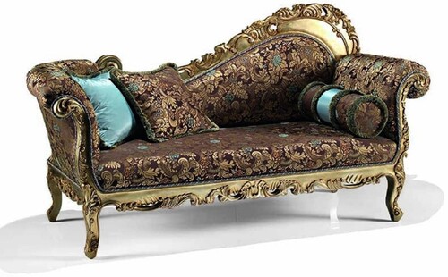 Casa Padrino Luxus Barock Chaiselongue Braun / T�rkis / Gold 196 cm - Made in Italy