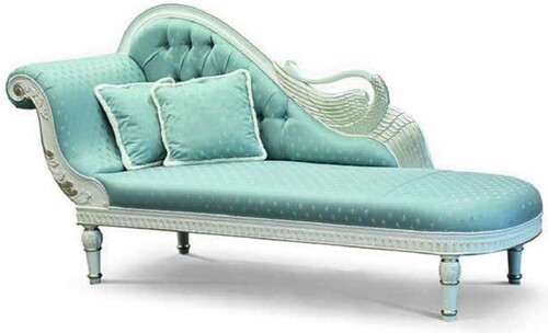 Casa Padrino Luxus Barock Chaiselongue T�rkis / Elfenbein / Gold 230 cm - Made in Italy