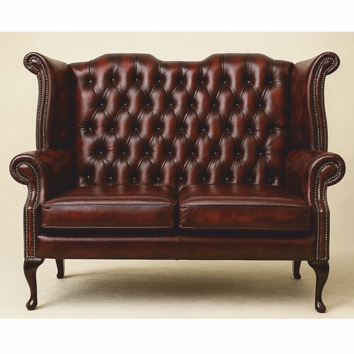 Casa Padrino Luxus Barock Chesterfield Leder Sofa Dunkelrot / Dunkelbraun 142,5 cm - Barock M�bel