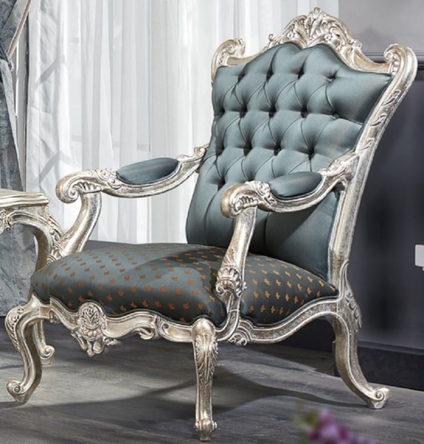 Casa Padrino Luxus Barock Chesterfield Thron Sessel T�rkis / Dunkelt�rkis / Gold / Silber 87 x 83 x H. 110 cm - Barockm�bel