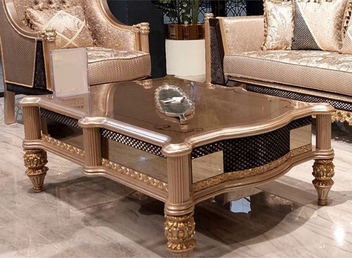 Casa Padrino Luxus Barock Couchtisch Grau / Schwarz / Gold - Handgefertigter Massivholz Wohnzimmertisch im Barockstil - Wohnzimmer M�bel im Barockstil - Barock M�bel - Edel & Prunkvoll