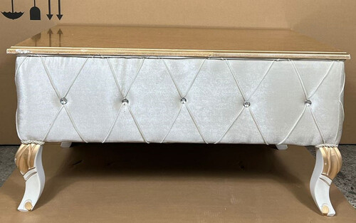 Casa Padrino Luxus Barock Couchtisch Gold / Silber / Wei� / Gold - Barockstil Massivholz Wohnzimmertisch mit Glitzersteinen - Barock M�bel - Luxus M�bel im Barockstil - Edel & Prunkvoll