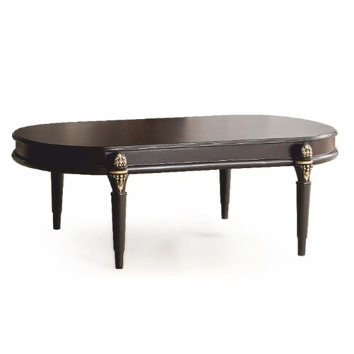 Casa Padrino Luxus Barock Couchtisch Dunkelbraun / Gold 128 cm - Barock M�bel