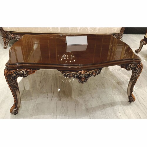 Casa Padrino Luxus Barock Couchtisch Dunkelbraun / Grau / Bronze 119 cm - Barock M�bel