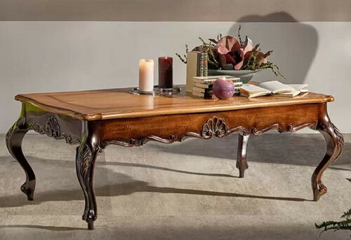 Casa Padrino Luxus Barock Couchtisch Braun - Rechteckiger Massivholz Wohnzimmertisch im Barockstil - Barock Wohnzimmer & Hotel M�bel - Luxus Qualit�t - Made in Italy