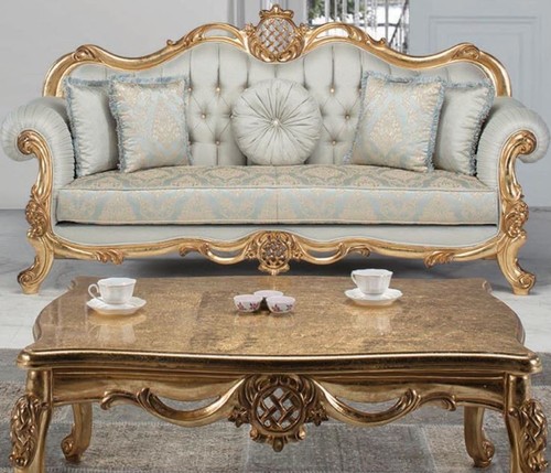 Casa Padrino Luxus Barock Couchtisch Antik Gold 118 x 87 x H. 50 cm - Massivholz Wohnzimmertisch - M�bel im Barockstil
