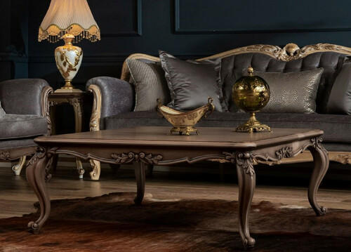 Casa Padrino Luxus Barock Couchtisch Braun - Handgefertigter Massivholz Wohnzimmertisch - Barock Wohnzimmer M�bel