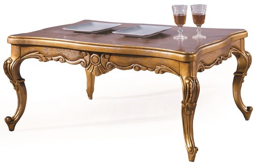 Casa Padrino Luxus Barock Couchtisch Antik Gold 100 x 90 x H. 45 cm - Wohnzimmertisch mit Glasplatte - Barockstil Wohnzimmer M�bel