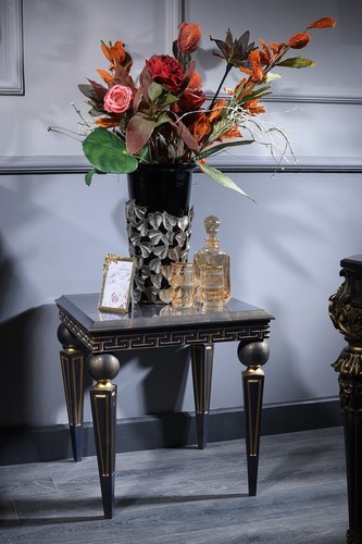 Casa Padrino Luxus Barock Beistelltisch Blau / Gold / Schwarz 59 x 59 x H. 60 cm - Barockm�bel