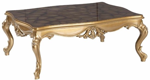 Casa Padrino Luxus Barock Couchtisch Schwarz / Gold 130 x 96 x H. 48 cm - Prunkvoller Wohnzimmertisch im Barockstil - Barock M�bel