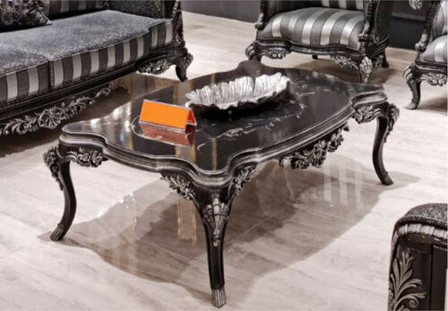 Casa Padrino Luxus Barock Couchtisch Schwarz / Silber - Handgefertigter Massivholz Wohnzimmertisch im Barockstil - Prunkvolle Barock Wohnzimmer M�bel