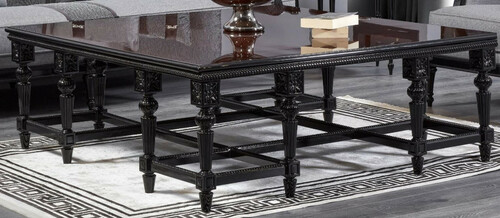 Casa Padrino Luxus Barock Couchtisch Dunkelbraun / Schwarz - Quadratischer Massivholz Wohnzimmertisch im Barockstil - Luxus Wohnzimmer M�bel im Barockstil - Barock M�bel - Edel & Prunkvoll