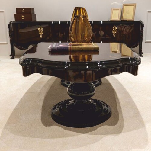 Casa Padrino Luxus Barock Couchtisch Dunkelbraun 155 cm - Prunkvoller Barockstil Wohnzimmertisch - Barockstil Wohnzimmer M�bel