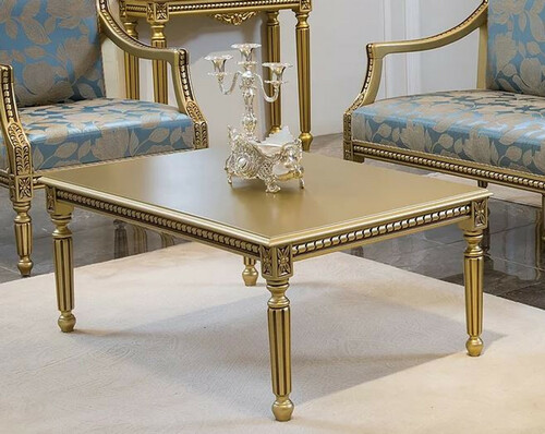 Casa Padrino Luxus Barock Couchtisch Gold 110 x 70 x H. 46 cm - Eleganter Massivholz Wohnzimmertisch im Barockstil - Barock Wohnzimmer M�bel