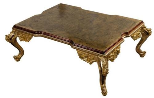 Casa Padrino Luxus Barock Couchtisch Gold / Braun - Massivholz Wohnzimmertisch im Barockstil - Barock Wohnzimmer M�bel - Edel & Prunkvoll
