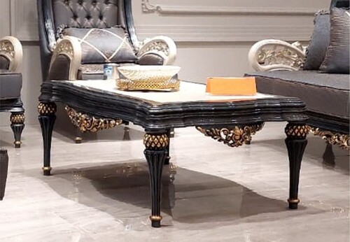 Casa Padrino Luxus Barock Couchtisch Wei� / Grau / Gold 117 cm - Barockstil Wohnzimmer M�bel