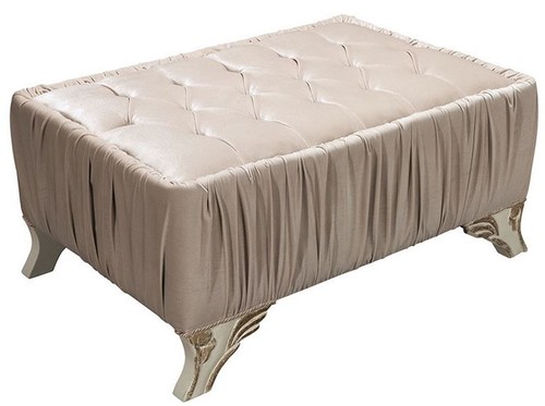 Casa Padrino Luxus Barock Couchtisch Grau / Creme / Gold 100 x 80 x H. 45 cm - Wohnzimmertisch mit Glitzersteinen - Wohnzimmer M�bel im Barockstil