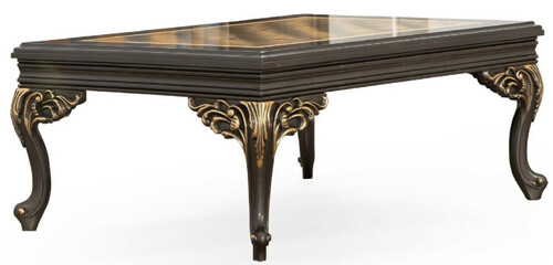 Casa Padrino Luxus Barock Couchtisch Grau / Gold 110 x 84 x H. 48 cm - Prunkvoller handgefertigter Wohnzimmertisch im Barockstil - Barock M�bel