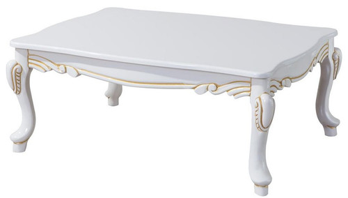 Casa Padrino Luxus Barock Couchtisch Wei� / Gold 110 x 77 x H. 45 cm - Rechteckiger Wohnzimmertisch im Barockstil - Barock M�bel