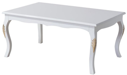 Casa Padrino Luxus Barock Couchtisch Wei� / Gold 110 x 77 x H. 45 cm - Massivholz Wohnzimmertisch im Barockstil - Barock M�bel