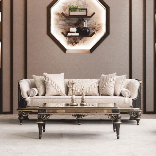 Casa Padrino Luxus Barock Couchtisch Beige / Braun / Gold 120 cm - Barock M�bel