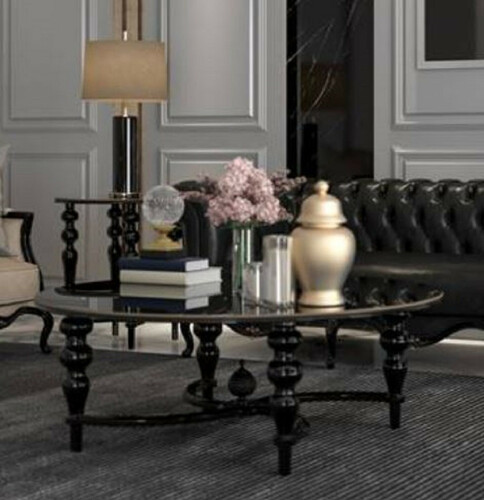 Casa Padrino Luxus Barock Couchtisch Schwarz  114 x H. 47 cm - Runder Massivholz Wohnzimmertisch - Edle Barock Wohnzimmer M�bel