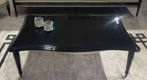 Casa Padrino Luxus Barock Couchtisch Schwarz / Grau - Handgefertigter Massivholz Wohnzimmertisch im Barockstil - Luxus Wohnzimmer M�bel im Barockstil - Barock M�bel - Edel & Prunkvoll